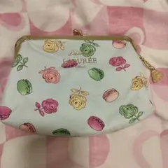 LADUREE ラデュレ がま口ポーチ マカロン ローズ柄