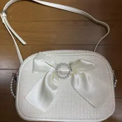 しまむら　眞白ありす　バッグ　ショルダー　白　ホワイト　ツイード　リボン