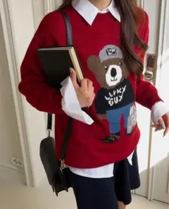 nugu クマ ニットセーター