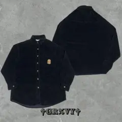 古着 90s コーデュロイシャツ ワンポイント 刺繍 黒　関連 ラルフローレン