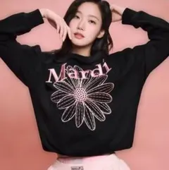 mardi mercredi トレーナー スウェット ブラック ピンク 刺繍