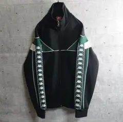 kappa アームロゴ トラックジャケット ジャージ 黒 緑 M表記 L相当