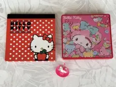 レア ハローキティ 3点セット サンリオ メモ帳 鏡付きケース コマ