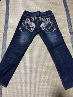 vanson Leathers デニムパンツ 32インチ スカル刺繍のサムネイル