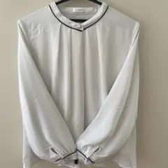 ハニポカ　暖かブラウス　GLACIER ホワイト バルーンスリーブシャツ L