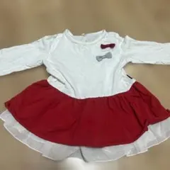 【美品】moujonjon フリル付きトップス ホワイト/レッド