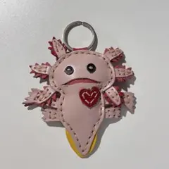 ウーパールーパー 本革 レザーキーホルダー