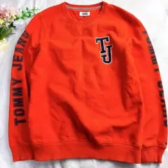 希少カラー★トミージーンズ 袖ロゴ スウェット オレンジ M ゆるだぼ