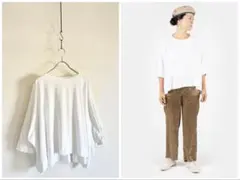 45R ジンバブエコットン Tシャツ S ホワイト 刺繍あり 日本製 シンプル
