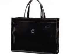 訳ありキタムラ　トートバッグ　ビニールバッグ　横型黒通勤ハンドバッグ　エコバッグ