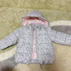 自宅保管品◎お下がり◎花柄 フード付き 中綿コート 90~95cm