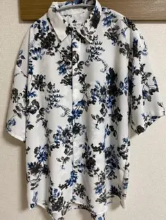 タケオキクチ　半袖シャツ　白花柄　Mサイズ