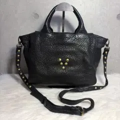 Sourririr 本革 トートバッグ ベルテッド レザー 牛革 ブラック 黒 