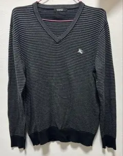 美品 BURBERRY BLACK LABEL Vネック ボーダー ニット 2
