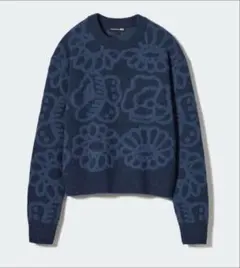 ユニクロ　marimekko ネイビー 花柄 ニットセーター