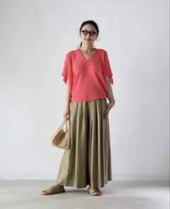 Linen over dye wide leg pants