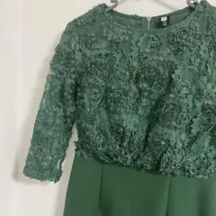 Feiinvan パーティードレス M グリーン 花柄レース ロングワンピースのサムネイル