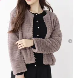 grove グローブ ノーカラーフェイクファージャケット