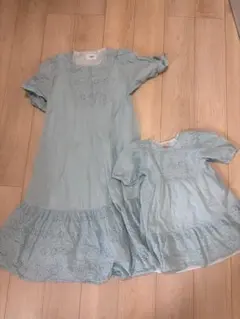 【まとめ売り】プティマイン　親子コーデ　レースワンピース　サックス　110 F