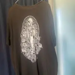 マリア像プリント ブラックTシャツ