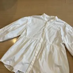 green label relaxing ブラウス七分袖　ボリュームスリーブ白