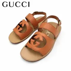 ✨GUCCI 未使用✨インターロッキングGレザー サンダルブラウン 22.5cm