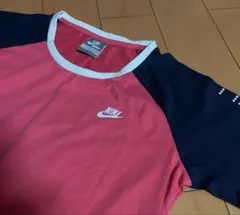 NIKEピンク×ネイビーラグラン7分カットソー