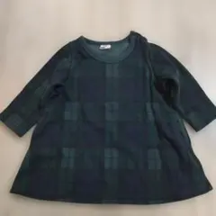 ダークグリーン チェック柄 裏起毛トレーナー