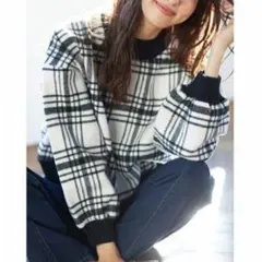 【新品】INGNI イング ニットリブ起毛チェックプルオーバー