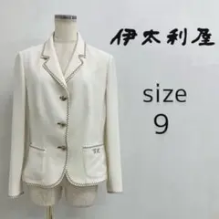 伊太利屋 GKラインストーン テーラードジャケット 9号 白 日本製　ステッチのサムネイル