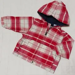 80　baby GAP　男女兼用　赤チェックのウィンドブレーカー