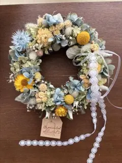 ハーフリース◇ベッチーズブルー◇ナチュラルリース◇ドライフラワー