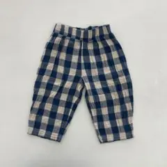 organiczoo チェックパンツ　2-3y 90 ブルー　オーガニックズー