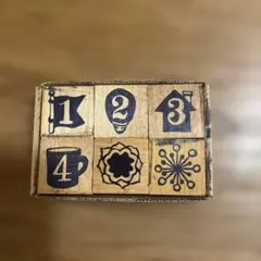 木製スタンプセット 数字とアイコン