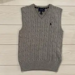 【美品】POLORALPHLAURENケーブルニット ベストグレーS 130cm