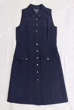 CHANEL 97P ノースリーブ シャツワンピース 38 ネイビーのサムネイル