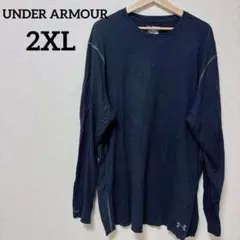 美品✨アンダーアーマー【2XL】長袖カットソー クルーネック 長袖 無地 黒 綿のサムネイル