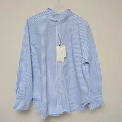 バンドカラー ストライプ シャツ