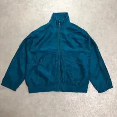 90sヴィンテージ シルク100% ボンバージャケット 青緑 短丈 L相当
