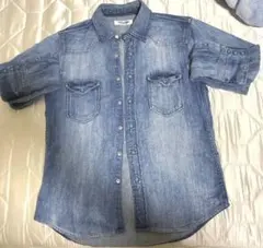 デニム 半袖シャツ 2ポケット