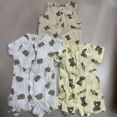 クマ柄ロンパース 3着セット