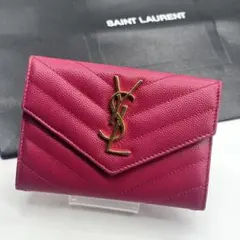美品✨サンローラン カードケース キャビアスキンYSL カサンドラ ピンク