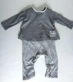 【Petit Bateau】セットアップ風ロンパース　12m/74cm