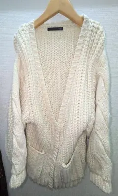 Heather　ケーブル編み ざっくりニット ロングカーディガン　カウチンニット