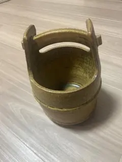 貴*ん様 信楽焼 作家物 桶形 花器 六角印 工芸品 一点物