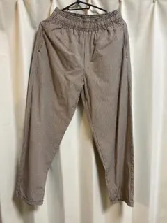 茶色系チェック柄イージーパンツ