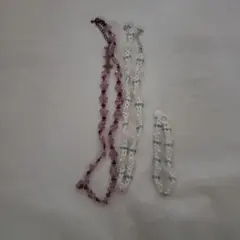 ハンドメイド　ビーズネックレス ブレスレット　3点セット