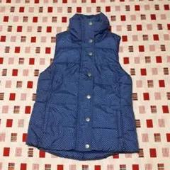 美品　オールドネイビー　ドット柄　ベスト　ブルーXS　レディース　水玉