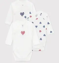 新品・開封済 プチバトー　肌着　長袖ボディ３枚　3ヶ月　60cm 新生児