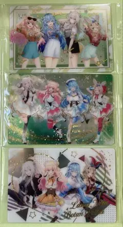 ホロライブ５期生メタリックプラカード３枚　ウエハース1,2,S.E. 内袋未開封